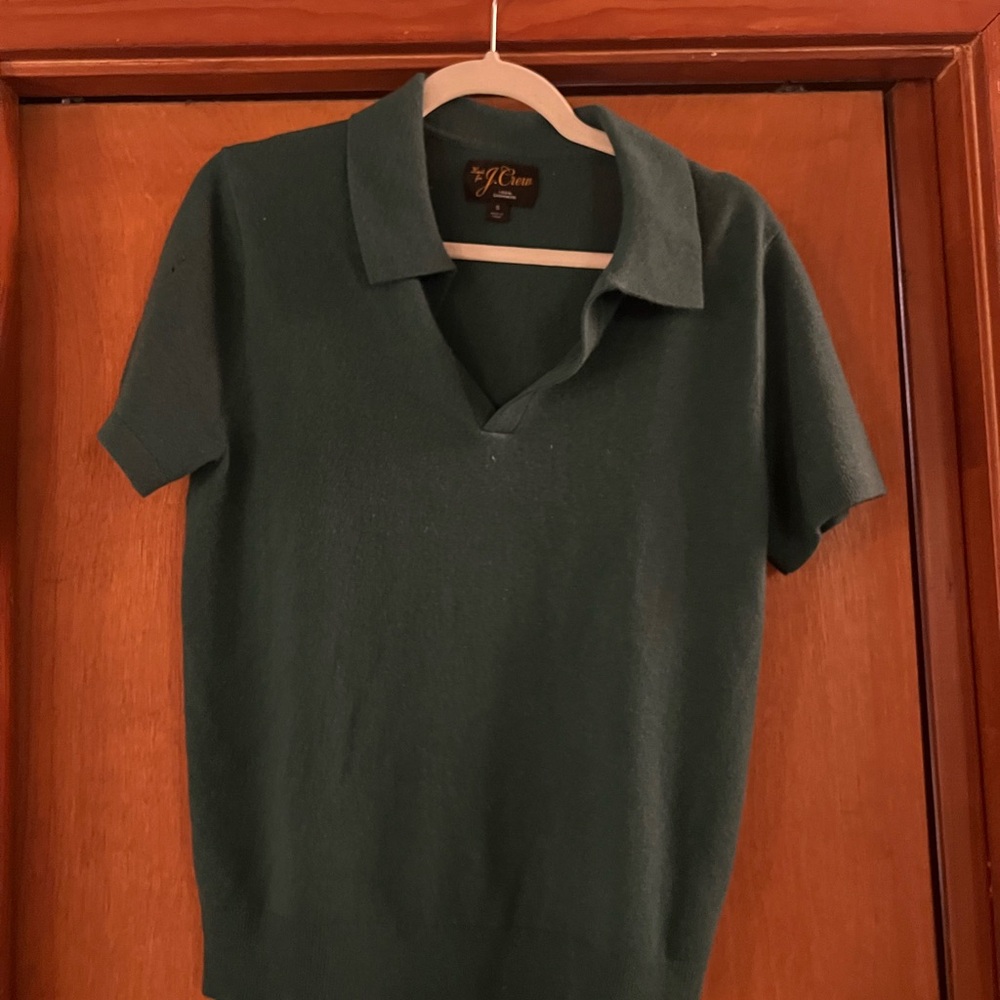 J. Crew 100% Cashmere Forest Green Polo Shirt